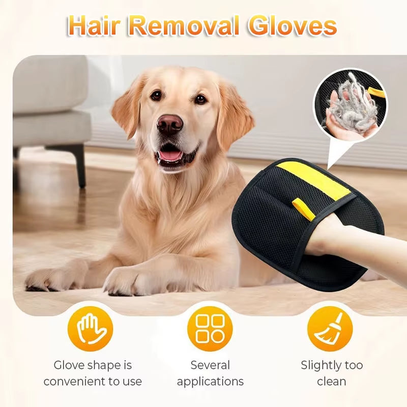 Dropshipping 2025 Pet Hair Removal Gloves Electrostatic Double-Sided Reusable Large Cat Dog Grooming Tool with Two-Way Bristles