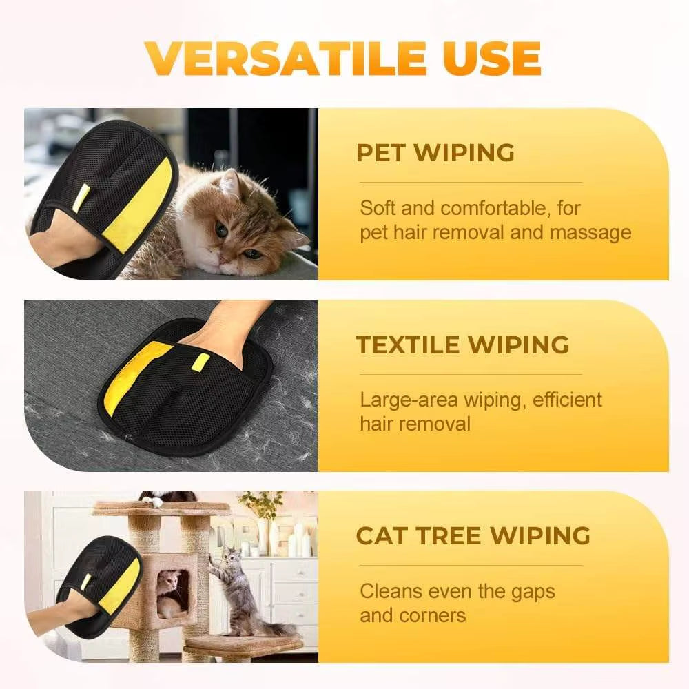 Dropshipping 2025 Pet Hair Removal Gloves Electrostatic Double-Sided Reusable Large Cat Dog Grooming Tool with Two-Way Bristles